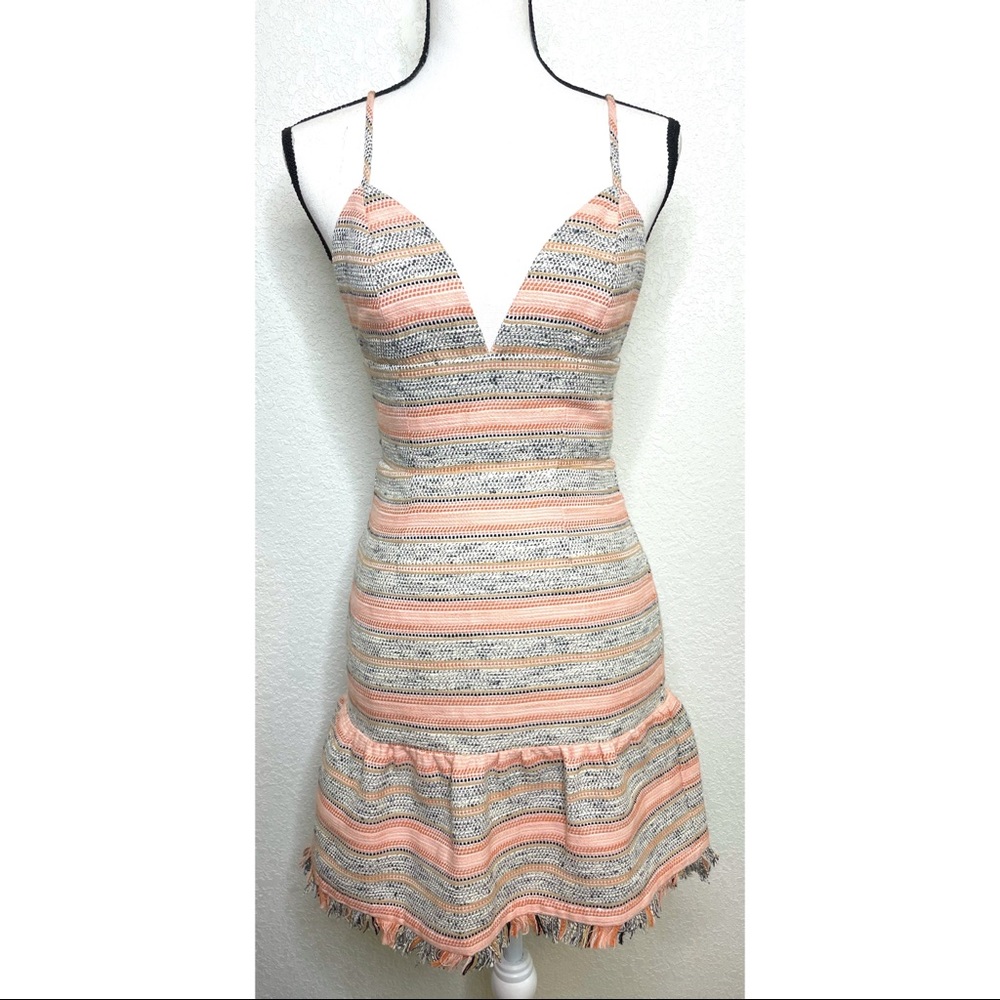 Lovers + Friends pink blue tweed dress size small